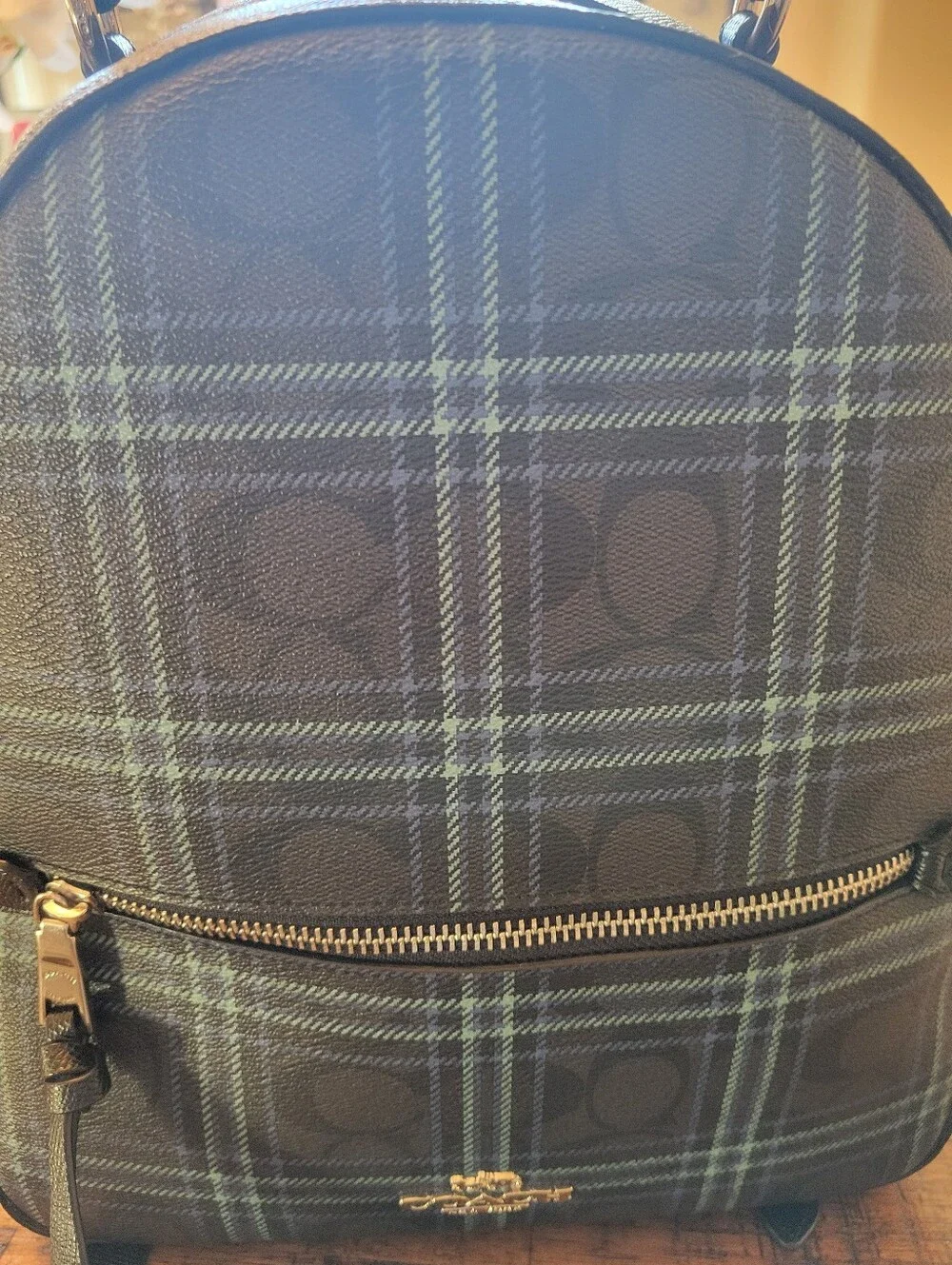 Coach Jordyn Backpack Signature Canvas Plaid F80051 Like New